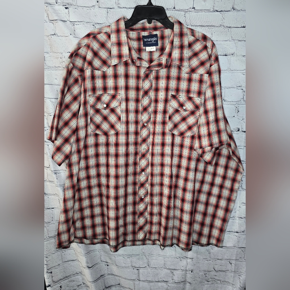 Wrangler Men's Big Plaid Pearl‎ Snap Short Sleeve Shirt Size 4X